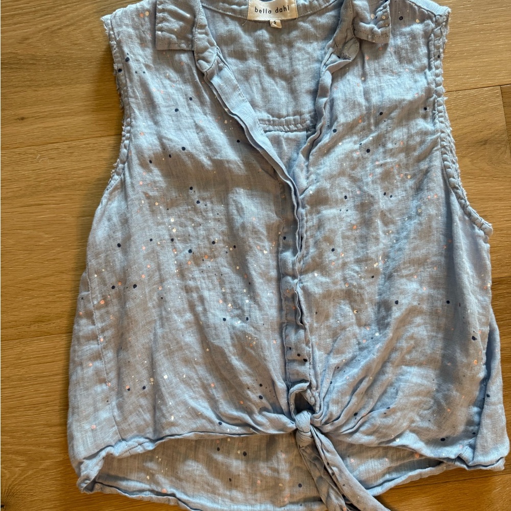 Bella Dahl Sky Blue Sleeveless Blouse